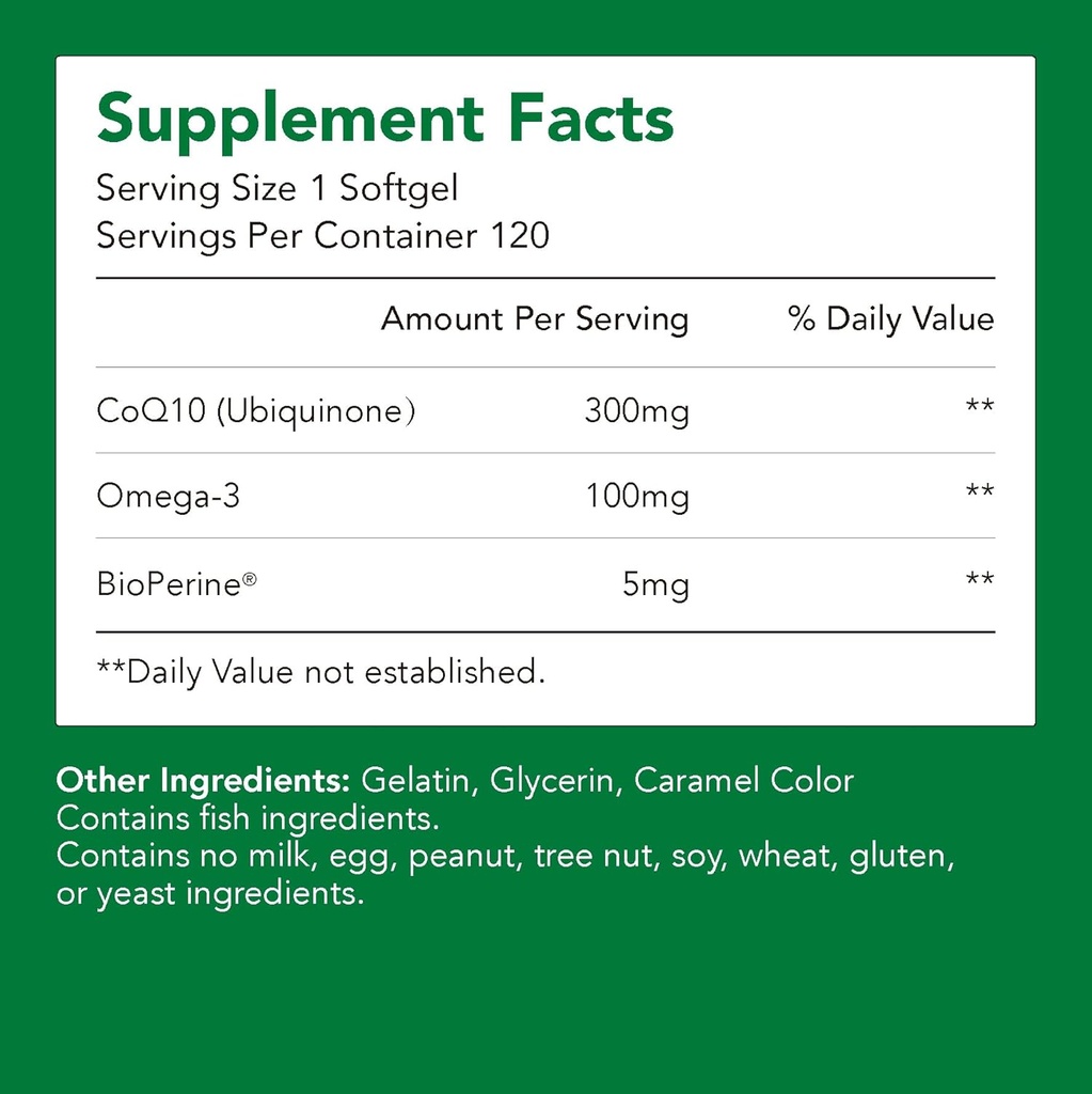 Ekspertlər, Ubiquinone CoQ10 (Coenzyme Q10) 300 mq, BioPerine (5mg) | Dəstək Sağlamlıq, Enerji və Absorluq (1 Şişe-120 Softgels-2mo Supply)