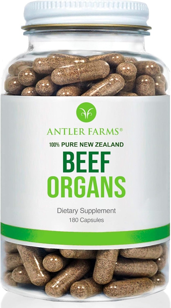 Granjades d'antler - 100% pur Nova Zelanda Beefs - Cor, Liver, Kidney, 180 Capules, 400 mg - Gras Fed, Fred procés suplementari, Pur i net rBGH Lliure, Sense Fillers o Additius