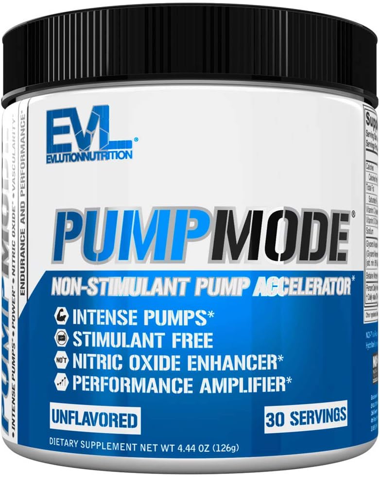 EVL PumpMode Nitric Oxid Supplement - Nitric Oxid Booster Pump Pre Workout Pulver mit Glycerin und Betain für Muskelrückgewinnung Wachstum und Ausdauer - Stim Free Pre Workout Drink (Unflavored)