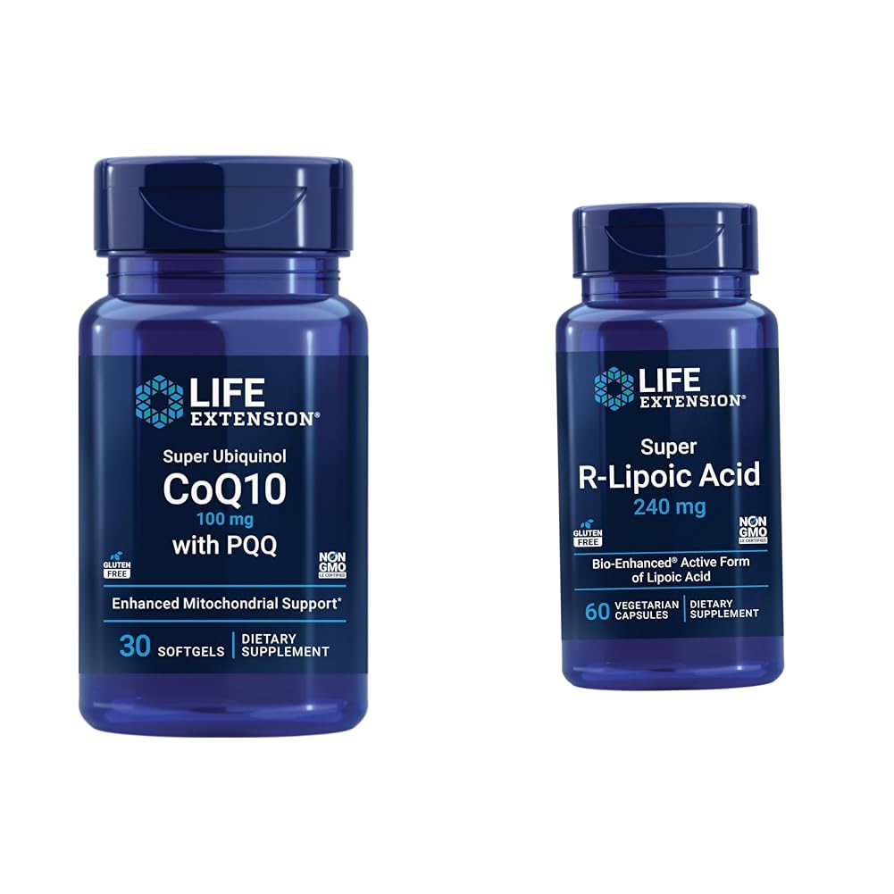 Life Extension Super Ubiquinol CoQ10 with PQQ, CoQ10, PQQ, shilajit, Heart Health & Super R-Lipoic Acid – Longevity Supplement for Oxidative Stress Defense