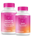 Pink Stork Premium Prenatal Duo: Premium Prenatal Vitamin + DHA, Prenatal Probiotics for Women, Omega 3 + Fish Oil, Prenatal Vitamin with DHA and Folic Acid, Women-Owned