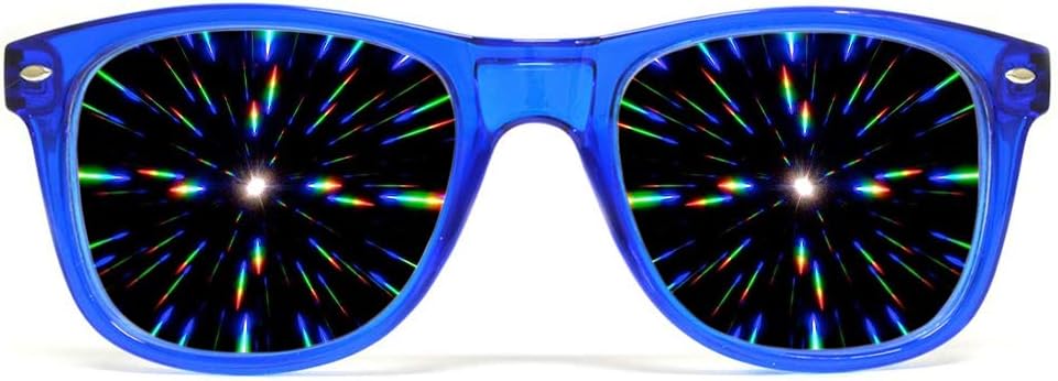 GloFX Ultimate Diffraction Glasses - Transparent Blue - Prism Rainbow Efecto - Gran Edm, Festival, Concert, Fireworks, Luces de Nadal e Rave Accessory - Transparent Blue Frames