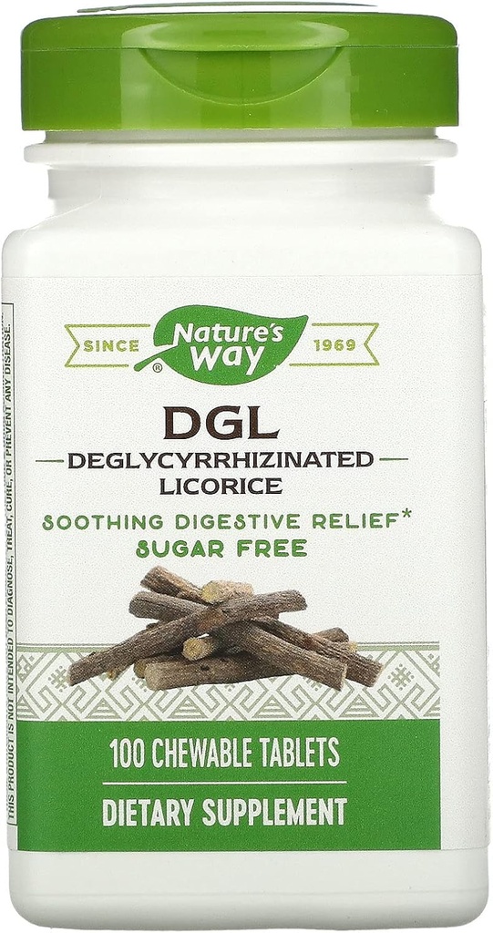 Nature's Way, DGL (ללא Fructose), 100 טבליות Chewable