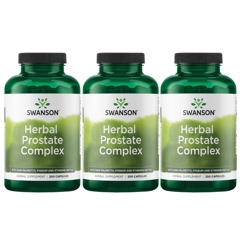 Swanson Herbal Prostate Complex - Men's Supplement - Features Pygeum, Saw Palmetto & Stinging Nettle - (200 Capsules) (3 Pack)