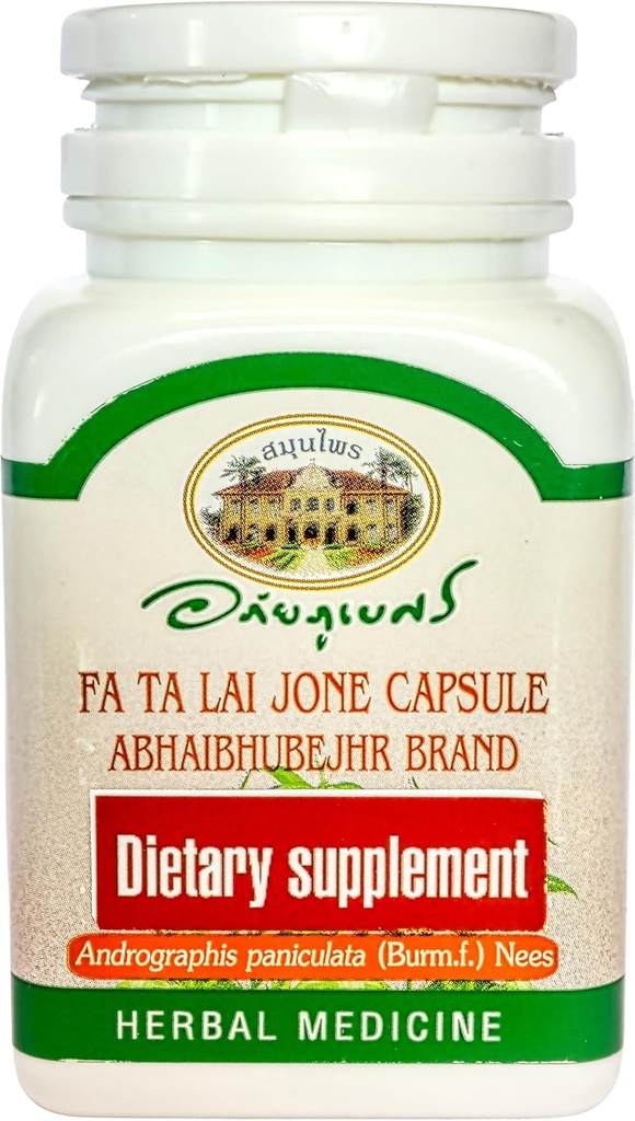 Andrographis Panicula Herbal Dietary suplementari, 60 Capsules, FA Ta Lai Jone (Índia), Chuan Xin Lian, Chirtta, Kalmegh). Importada des de Tailàndia.