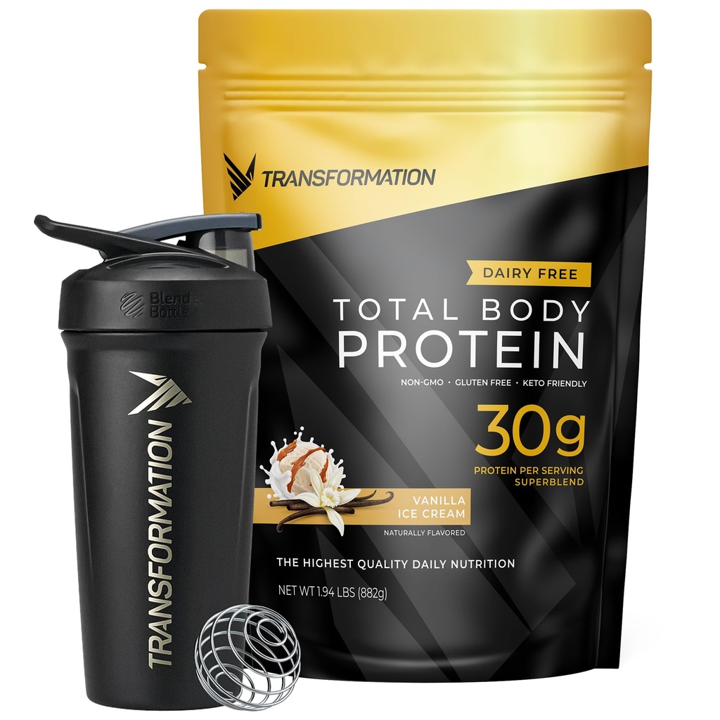Transformation Vanilla Protein Powder & Performance Insulated Shaker Bottle | 30G Multi-Protein Superblend | Collagen Peptides, Egg White & Plant Blend | MCT Oil | BCAA Amino Acids
