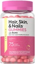 Carlyle Hair Skin and Nails with Biotin 2500mcg | 75 Gummies | with Vitamin C & E | Raspberry Flavor | Non-GMO, Gluten Free Supplement
