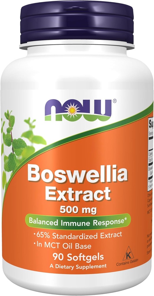 Now Foods Supplements, Boswellia Extract 500 mg i MCT Oil Base, Balanceret immunrespons *, 90 Softgels