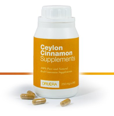 Dru Era Ceylon Cinnamon Supplements 250mg X 240 Capsules with 100% Alba Ceylon Cinnamon Powder & Shipped from Ceylon by DRUERA (1)