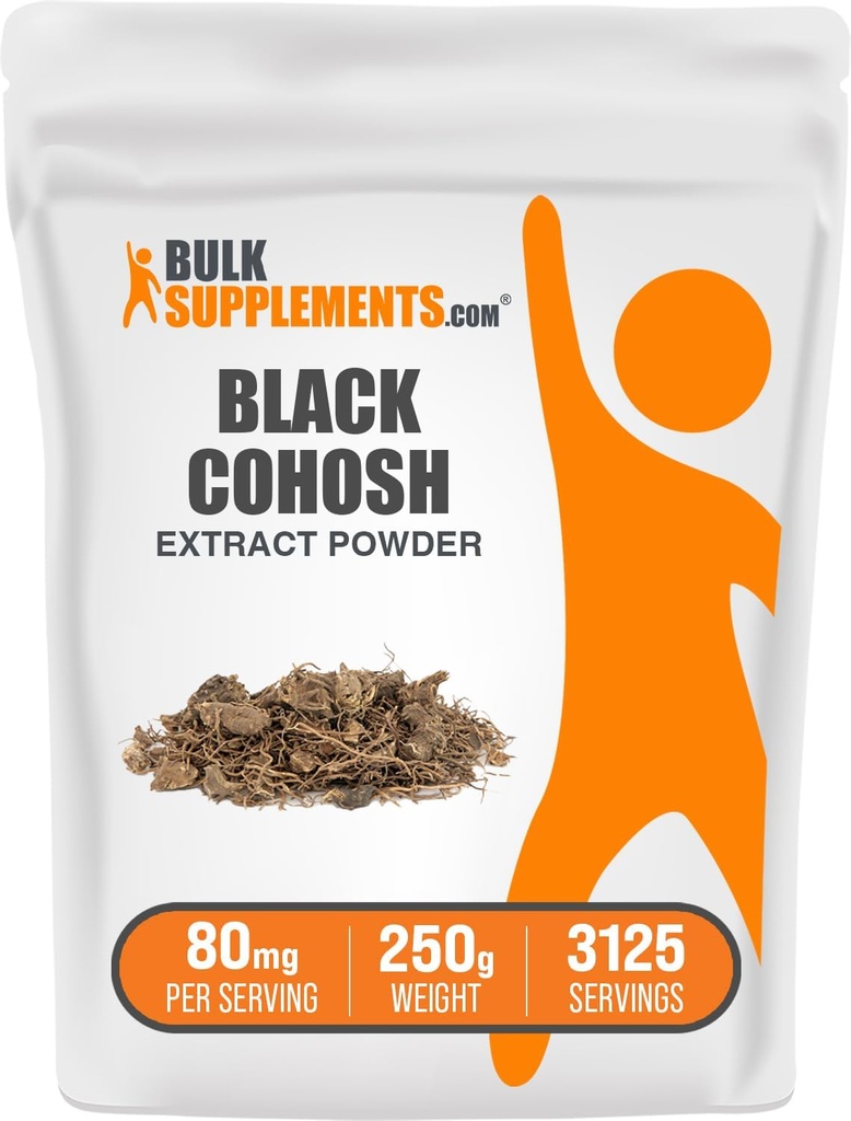 BulkSupplementments.com Black Cohosh Extract Powder - z Black Cohosh Root, bylinné doplnky - Vegan & Gluten Free, 80mg per Serving, 250g (8,8 oz) (Pack of 1)