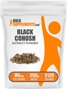 BulkSupplements.com Black Cohosh Extract Powder - od Black Cohosh Root, bylinný dodatek - Vegan & gluten zdarma, 80mg na Serving, 250g (8.8 oz) (balení po 1)