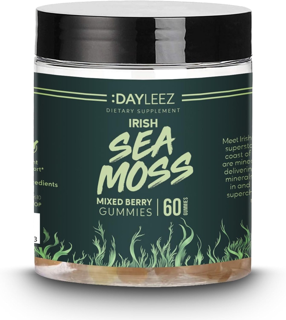 Irish Sea Moss Gummies - Природна Immune підтримки & Дайвне здоров'я - Vegan, Non-GMO, Gluten-Free - 60 Count - Premium Sea Mos Supplement for Energy & Wellness