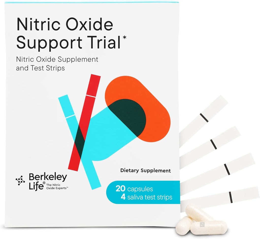 Berkeley Life Professional - Nitric Oxide Booster i Test Strips - 20 Dia Capsules i 4 Strips - Paquet Trial