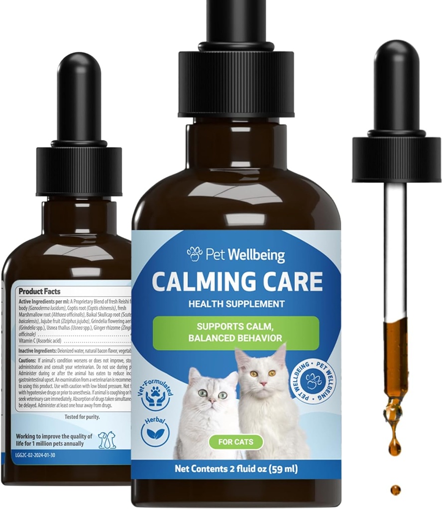 Pet Welling Caling Care for Cats - Vet-Fort-Formized Converment - Hỗ trợ căng thẳng chân, tốt cảm xúc - Ashwagandha & Holy Basil Mantiongen - Phụ Cat 2z (59 mm)