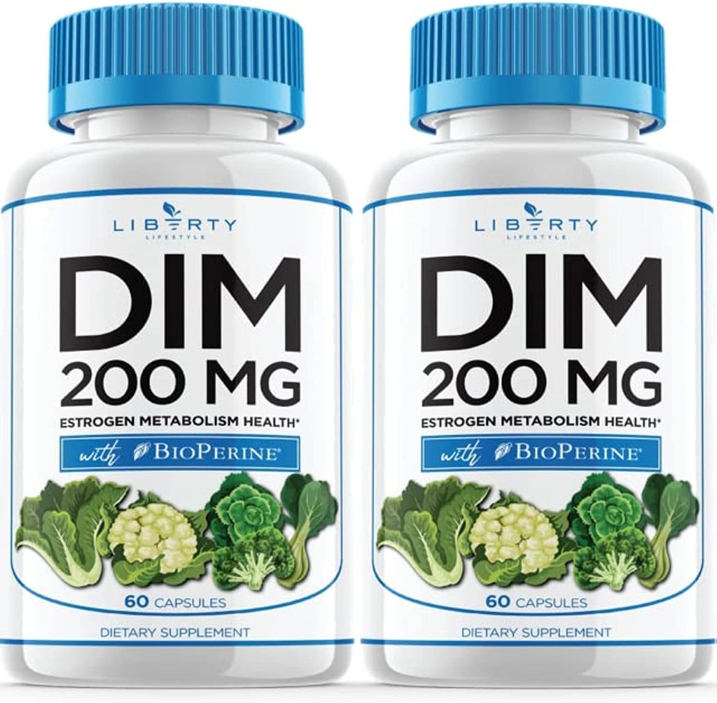 DIM supplement 200mg - DIM diindolylmethan Plus BioPerine - Østrogen balance, Hormon Menopause Relief, Acne Treatment, Vegan - 120 Tæl
