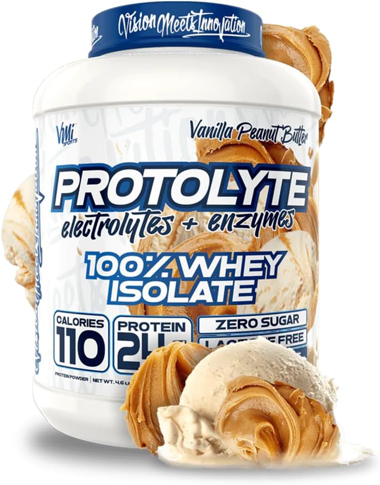 VMI Sports | ProtoLyte Whey Isolate Protein Powder | Low Calorie Whey for Weight Loss and Muscle Gain | Digestive Enzymes | Non-GMO (4.6 lb, Vanilla Peanut Butter)