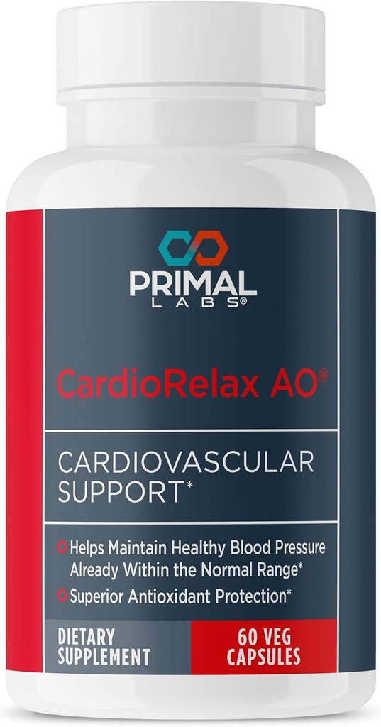 Primal Health CardioRelax AO - Koenzým Q10 Formula, Bioperine + Olive Leaf Extract - 60 Kapsule