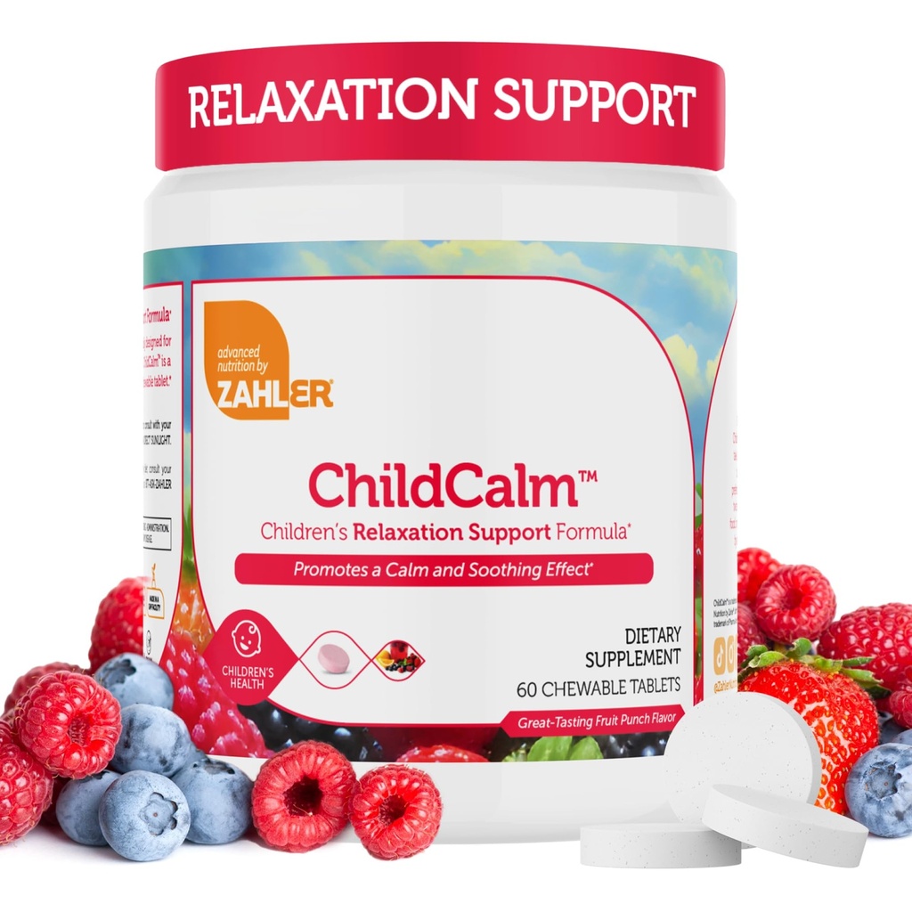 Zahler ChildCalm, Kosher Fruit Punch Chewable Magnesium for Kids - Natural Calm, Mood Support, and Relaxation - Calming Kids Magnesium Supplement Childrens Magnesium, 60 Tablets