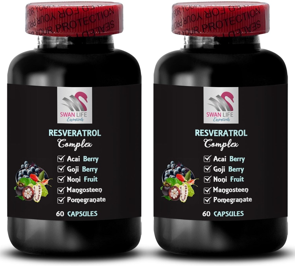Berry Prednosti - RESVERATROL COMPLEX - Hydration Balance, Daily Support, Nutritional Support, Acai Berry Jakost, Močni antioksidanti, Osvežilna mešanica, Goji Berry Shine 2 Steklenice 120 Kapsule