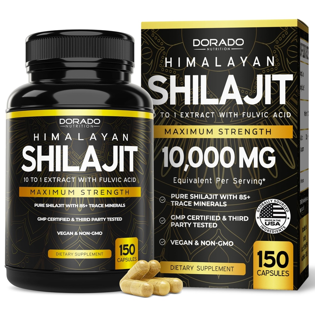 Shilajit Capsules with 85+ Trace Minerals (75 Day Supply, 1000mg Extract per Serving) Himalayan Shilajit for Men & Women with Fulvic Acid - Third Party Tested Supplement, Non GMO, Vegan & USA Made