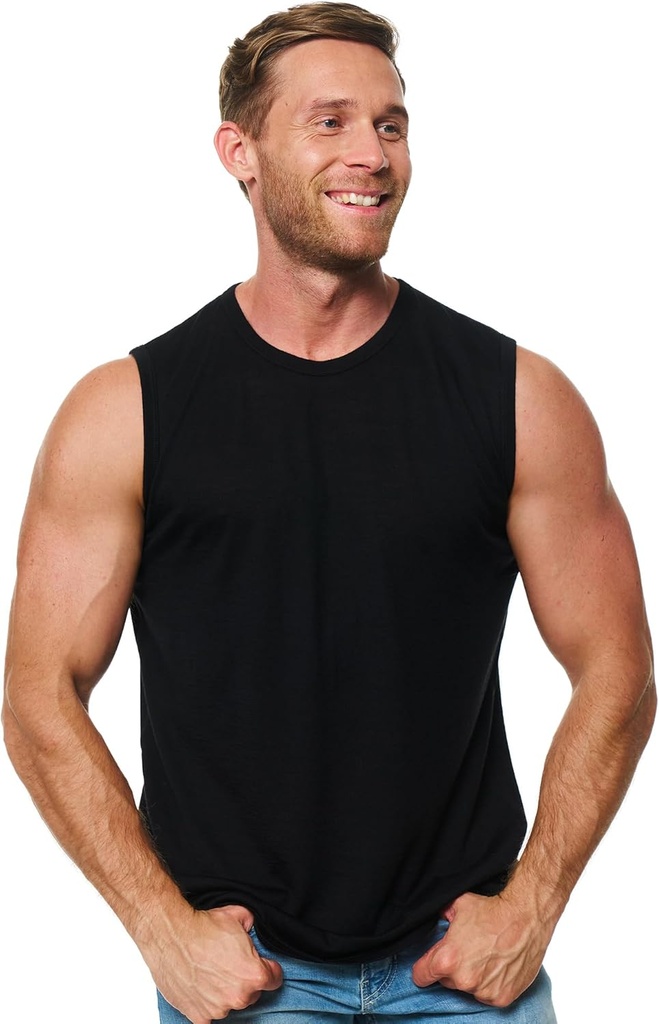 Merino Wool Tank Top Men - Active Merino Wool Underhirt Влажност Wicking дишащи Анти-Odor Lightweight Base Layer