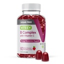Viteey Vitamin B Complex Gummies with Vitamin C, Sugar Free Chewable Gummy | Energy, Metabolism & Nerve Health - B6, B12, Folic Acid, Biotin - Vegan, Gelatin Free, GMO Free - Strawberry Flavored