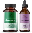 HERBAMA Goldenseal and Milk Thistle Kit - Pacote de 700 mg Goldenseal Raízes Cápsulas e Leite Thistle Tintura 2 fl oz - Vegan, Não-GMO, Açúcar & Álcool - 2 Pack
