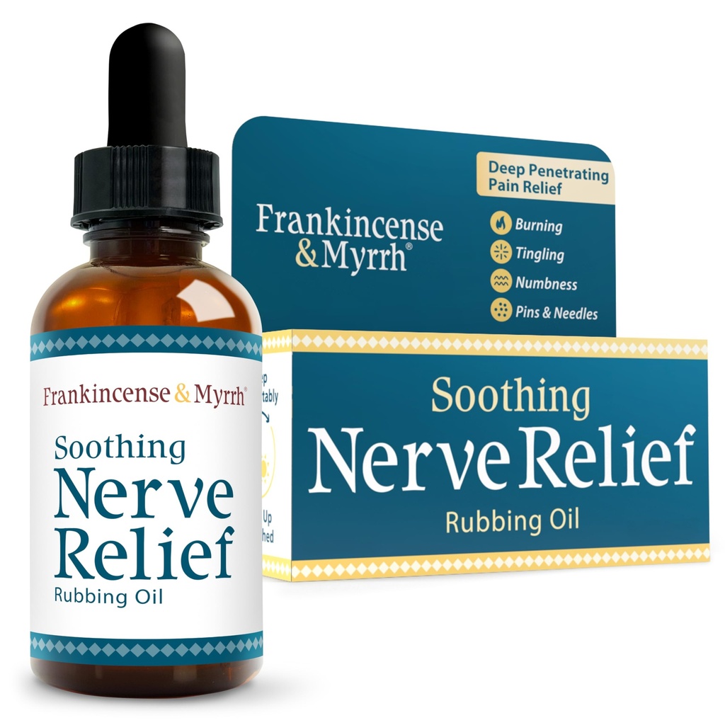 Frankincense & Myrrh Neuropathy Nerve Pain Relief Rubbing Oil – Soothing Relief for Hands & Feet – Burning, Tingling, Numbness, Pins and Needles – Safe for Diabetics – Menthol + 9 Essential Oils -2 oz