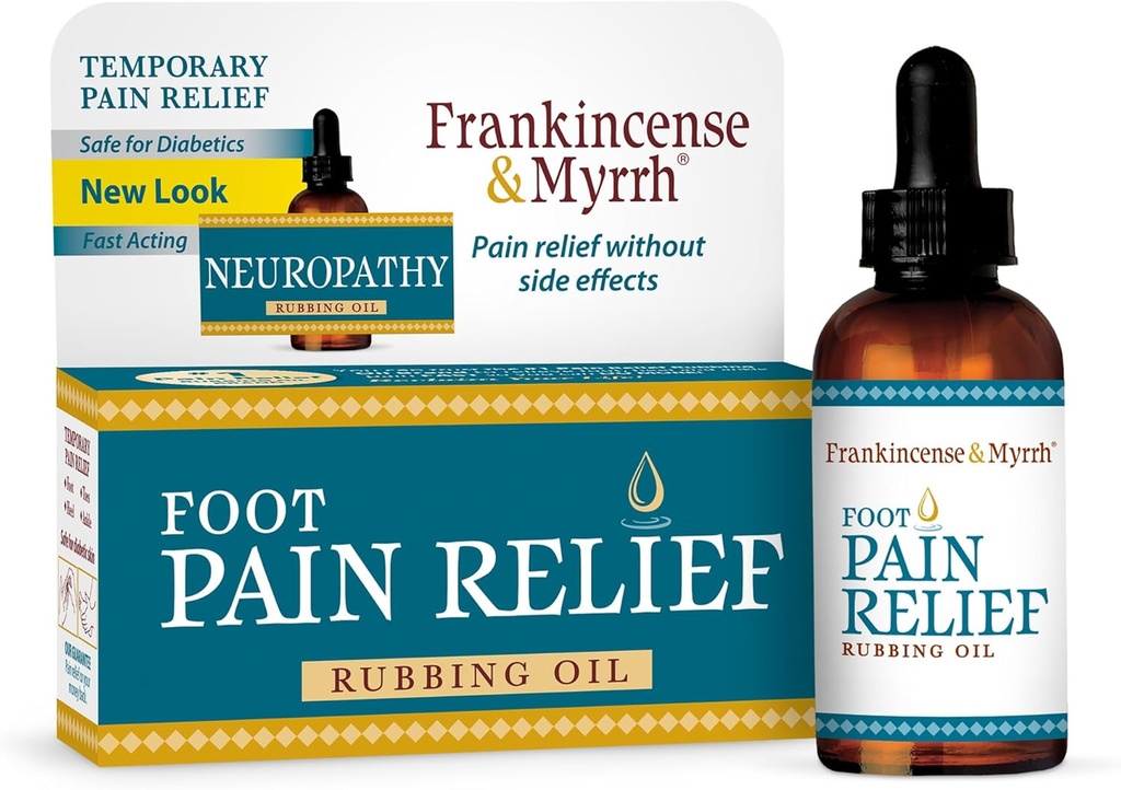 Frankincense " Myrrh Soothing Nerve Relief Rubbing Oil, Neuropathy Pain Relief for Hands ' Feet - with Menthol and Frankincense Essential Oils, 2 Fl. Oz. Maximum Strength for Foot