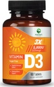 Vitamin D3 5000iu (125 mcg) Per Serving - 3X Strength Immune Health Support Vitamin D Dietary Supplement for Bone, Teeth, Muscle - Vit D, Vegan, Gluten Free, Raspberry Flavor - 60 Chewable Tablets