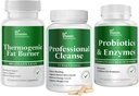 DR VITAMIN SOLUTIONS Termogeninis riebalų degiklis ir profesionalus Detox Cleanse Bundle - 15 dienų valiklis svoriui valdyti, grybų sveikatai ir vidurių pūtimui - 240 cps