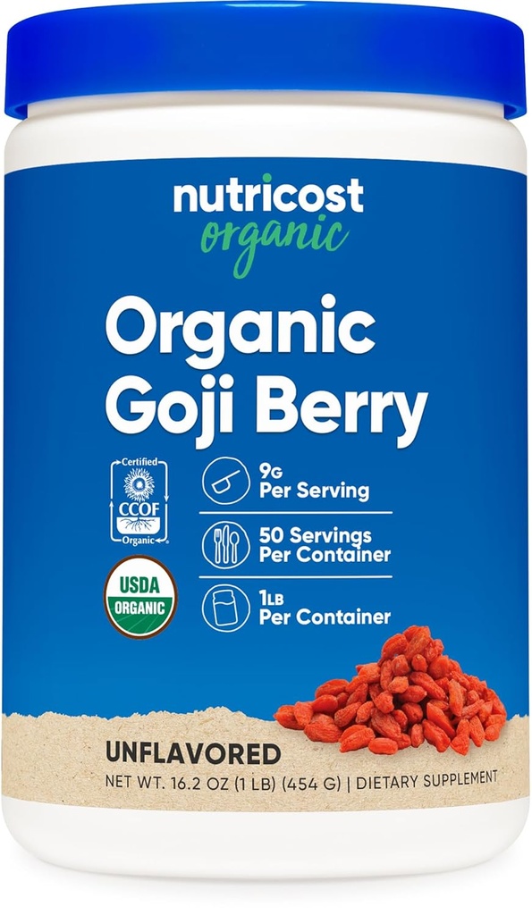 Nutricost Organic Goji Berry Powder (1lb) - USDA Certified Organic, Gluten Free, Non- GMO, Vegetarian