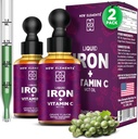 [2 𝐏𝐚𝐜𝐤] Liquid Iron Supplement with Vitamin C – 18mg Iron & 50mg Vitamin C for Anemia Support – Blood Builder Drops for Women & Men – Fast Absorption, Boosts Energy & Immunity – Vegan, Non-GMO