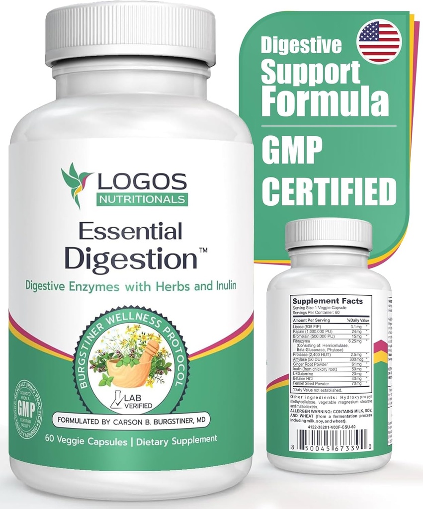 Essential Digestion 90 Veggie Caps - Digestive və Gut Health və Relieve Digestive Issues - Kişi və Qadınlar üçün
