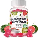 Magnesium Glycinate Gummies 2500mg - Sugar Free Magnesium Potsium Suplemen dengan Vitamin D, B6, CoQ10 untuk Calm Mood & Sleep - 90 Watermelon Gummies