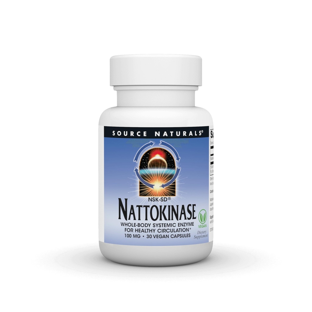 Source Naturals NSK-SD Nattokinase, Whole Body Sytemic Enzyme for Healthy Circulation*, 100mg, 30 Vegan Capsules