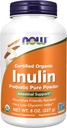 NOW Foods Supplements, Inulin Prebiotic Pure Powder, Certified Organic, Non-GMO Project Verified, Črevesna podpora*, 8-Ounce