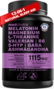 12.in-1 Melatonin sleep Capsules - Natural sleep Aids for Adults with Melatonin 5mg and Magnesium Glycinate 500mg, sleep Aid with Ashwagandha, L Theanine, Valerian Root, GABA, 5-HTP (90ct, Pack of 1)