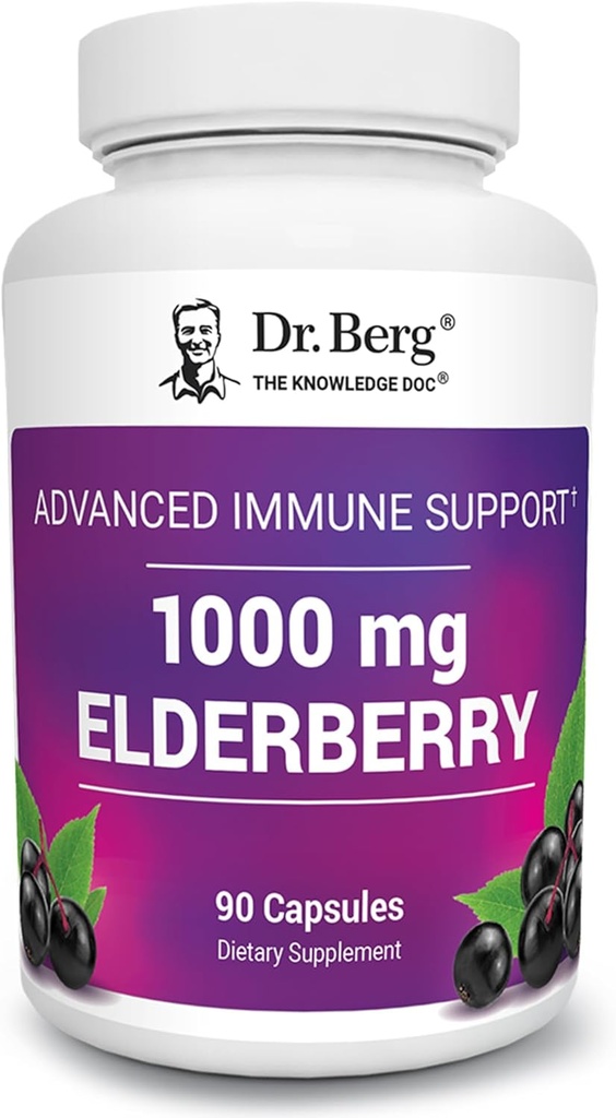 Dr. Berg Black Elderberry Kapsle (Advanced Immunication Support *) s 15 000 IU vitaminu D, 60 mg zinku, a 90 mg Camu Camu - (4- in-1) Sambucus Elderberry Immunication Supplement - 90 Kapsle