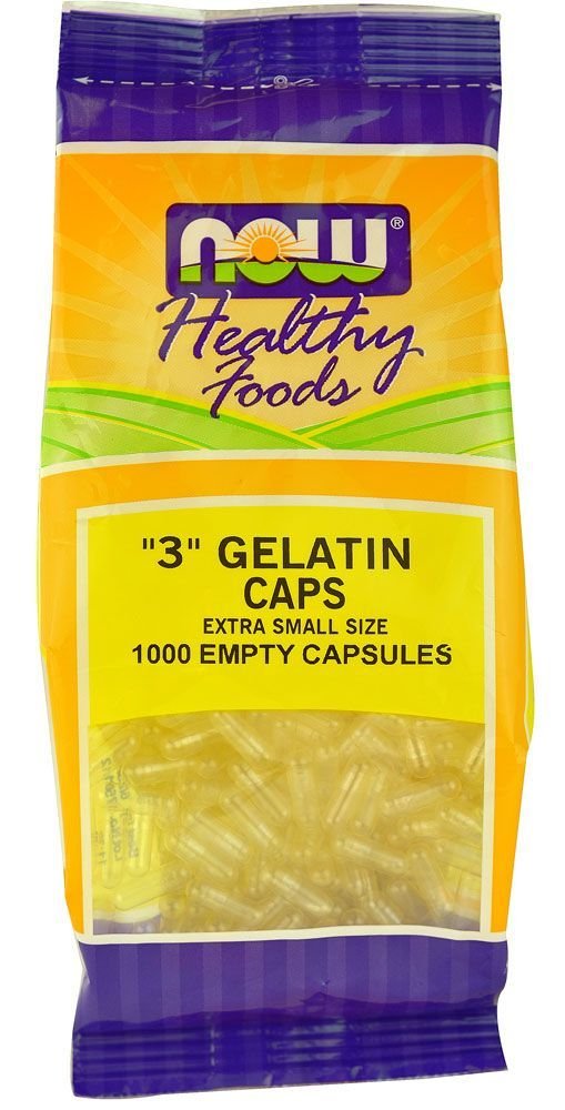 NOW Foods - Gelatin Empty Capsule '3' Size (Extra Small Size) - 1000 Gelcaps
