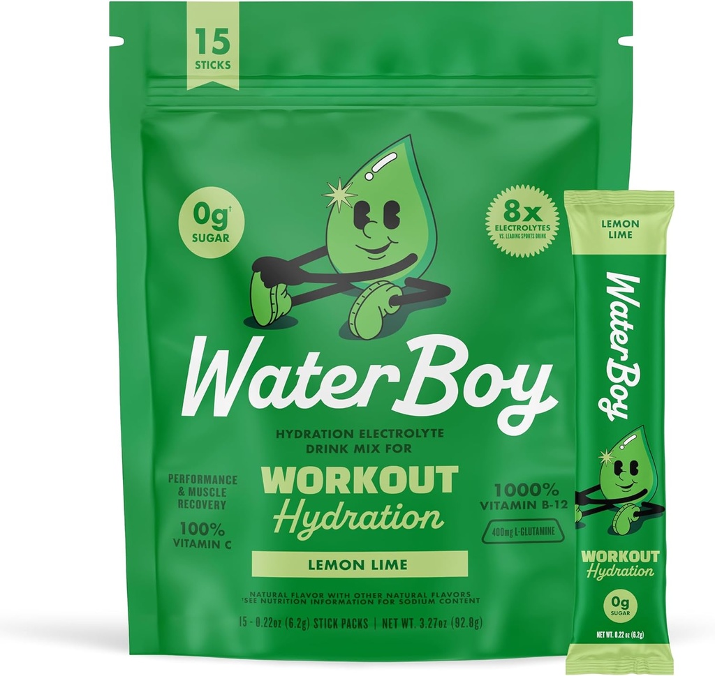 Waterboy workout hydratatie 2,960 mg suikervrije elektrolytpoederverpakkingen 
