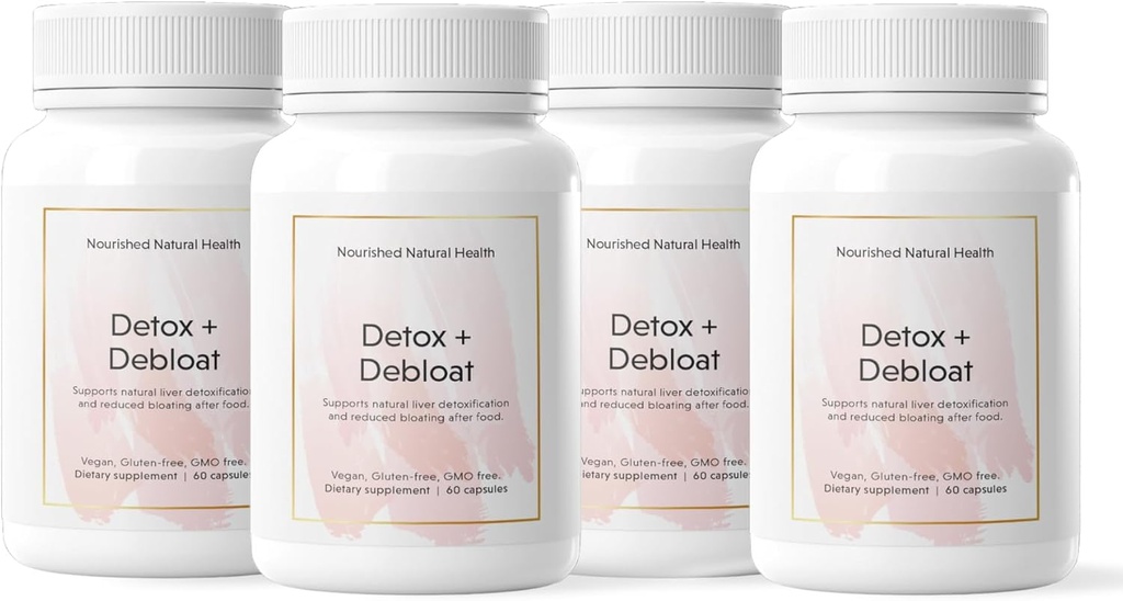 Nourished Natural Detox + Debloat - Milk Thistle & Dandelion Root Vegan Supplement for Women - Bloating Relief & Digestion Support - 240 Capsules