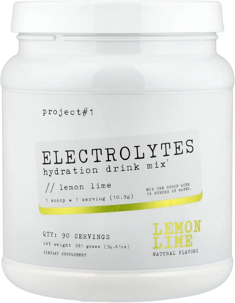 Progetto #1 Miscela di Bevande Elettrolite - Lime Lime Flavor - Migliorata Idratazione con Potassium & Coconut Water - Calorie basse, Polvere di elettrolita ad alte prestazioni per Fitness & Endurance - 90 Serve
