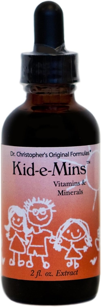 Christopher's Original Formuls Kid-E-Mins Vitamíny a minerály, Prírodná Orange chuť, Deti Tekutý Multivitamín, 2 oz