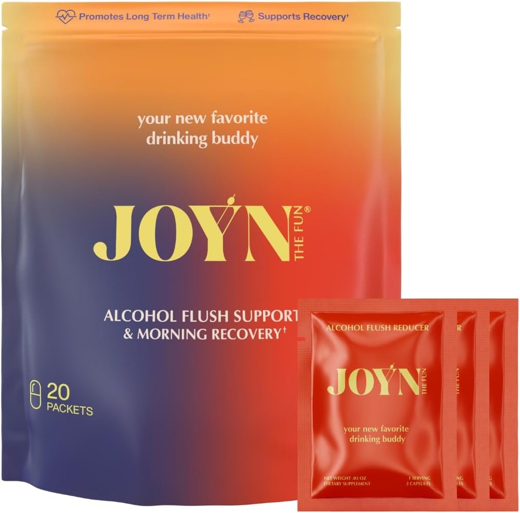 JOYN Təhlükəsizlik Paketi: Alkol Flush & Asiya Glow Yardım, Sabah Recovery, Liver Support | NAC, DHM, Milk Butle, Glutathione, B12 | 20ct