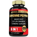 6in1 Cayenne Pepper Extract Capsules with Organic Turmeric Curcumin Root, Black Pepper, and More - 210 Capsules