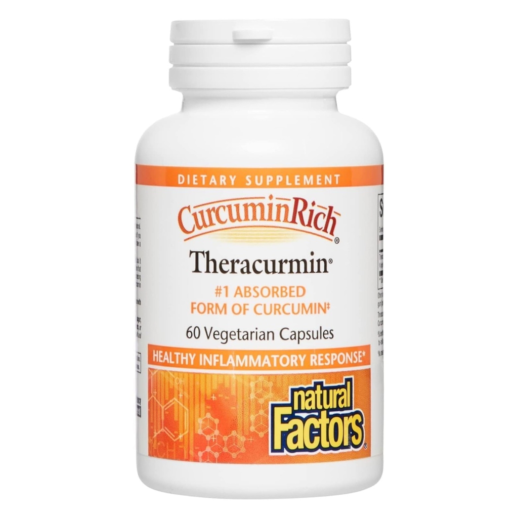 Natural Factors CurcuminRich Theracurmin - Antioxidant Support Supplement with Curcumin - Dietary Supplement Aids Muscle & - 60 Vegetarian Capsules (60 Servings)