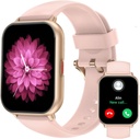 RUIMEN Smart Watches for Men Women (Answer/Make Calls, 2 Bands Included), 1.8" Smartwatch for iOS/Android Phones, Fitness Tracker Heart Rate/Sleep Monitor Digital Watch Waterproof Pink