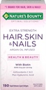 Nature's Bounty Optimal Solutions Cheveux Peau et ongles Extra Strength Softgels, 150 Comte