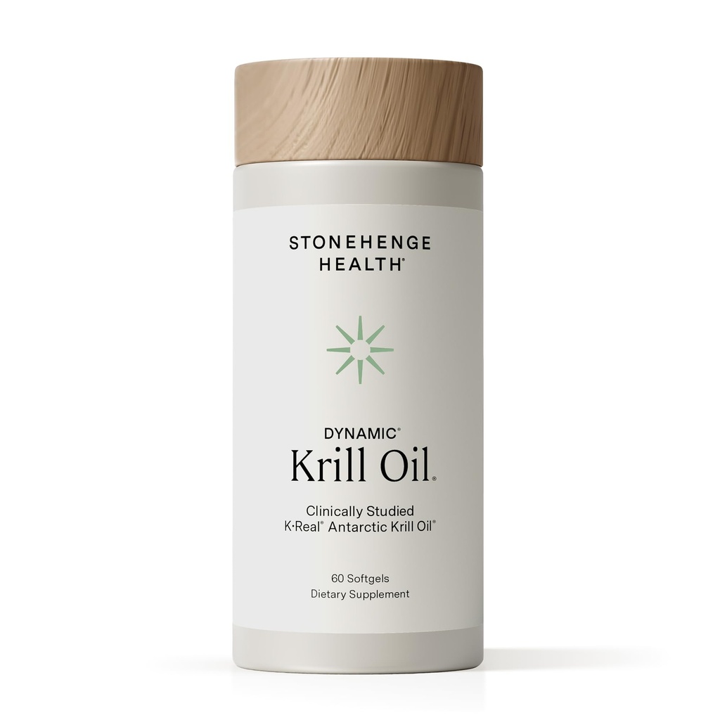 Stonehenge Health Dynamic Krill Oil 1600mg – Triple Strength Antarctic Omega-3 Supplement with EPA, DHA, Phospholipids & 2mg Astaxanthin – Supports Heart, Brain, Skin, Joint & Eye Health – 60 Softgels